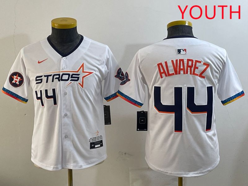 Youth Houston Astros #44 Alvarez White Fourth generation Joint Name 2025 Nike MLB Jersey style 9->youth mlb jersey->Youth Jersey